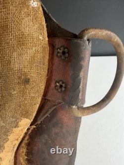 Vintage Tooled Leather Western Saddle Brass Horn Floral Carving Old Ranch