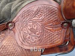Vintage Tooled Leather Western Saddle Ocala Estate Find! Photos For Measurent