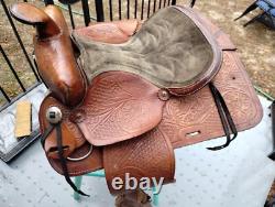 Vintage Tooled Leather Western Saddle Ocala Estate Find! Photos For Measurent