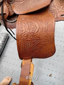 Vintage Tooled Leather Western Saddle Ocala Estate Find! Photos For Measurent