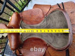 Vintage Tooled Leather Western Saddle Ocala Estate Find! Photos For Measurent