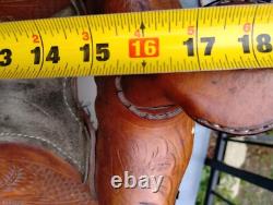 Vintage Tooled Leather Western Saddle Ocala Estate Find! Photos For Measurent