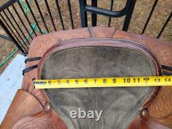 Vintage Tooled Leather Western Saddle Ocala Estate Find! Photos For Measurent