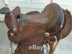 Vintage Tooled Western Saddle Bear Trap