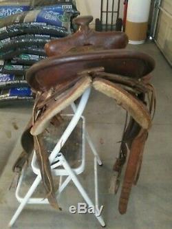 Vintage Tooled Western Saddle Bear Trap