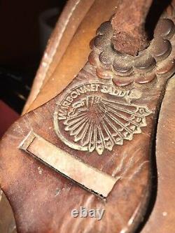 Vintage Warbonnet Saddle Tooled Leather Western Reigning Model 1205 with Strings