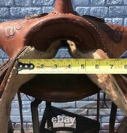 Vintage Warbonnet Saddle Tooled Leather Western Reigning Model 1205 with Strings
