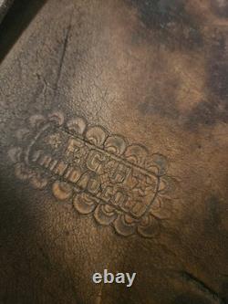 Vintage Western Brown Embossed High BackLeather Saddle Late 1800s Early 1900s