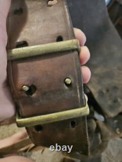 Vintage Western Brown Embossed High BackLeather Saddle Late 1800s Early 1900s