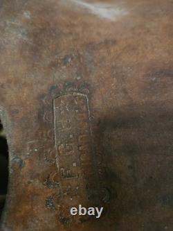 Vintage Western Brown Embossed High BackLeather Saddle Late 1800s Early 1900s