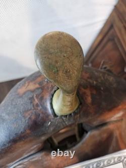 Vintage Western Brown Embossed High BackLeather Saddle Late 1800s Early 1900s