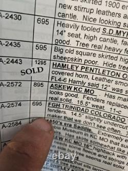 Vintage Western Brown Embossed High BackLeather Saddle Late 1800s Early 1900s