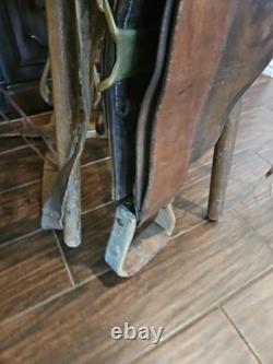 Vintage Western Brown Embossed High BackLeather Saddle Late 1800s Early 1900s