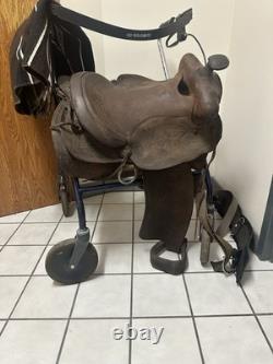 Vintage Western Brown Embossed Leather Saddle