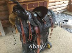 Vintage Western Horse Saddle 15 Equestrian Rare With Stirrups Leather Rare Heavy