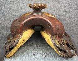 Vintage Western Horse Saddle 15 Seat Tooled Leather Kentucky Trail/Pleasure