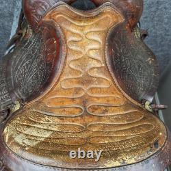 Vintage Western Horse Saddle 15 Seat Tooled Leather Kentucky Trail/Pleasure