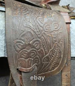 Vintage Western Horse Saddle 15 Seat Tooled Leather Kentucky Trail/Pleasure