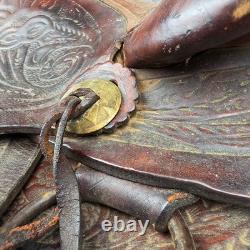 Vintage Western Horse Saddle 15 Seat Tooled Leather Kentucky Trail/Pleasure
