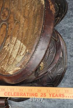 Vintage Western Horse Saddle 15 Seat Tooled Leather Kentucky Trail/Pleasure