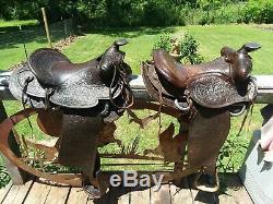 Vintage Western Horse Saddle Lot Simco Big Horn Bonanza 504 Tooled Leather RARE