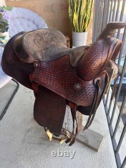 Vintage Western Horse saddle embossed leather
