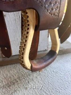 Vintage Western Horse saddle embossed leather