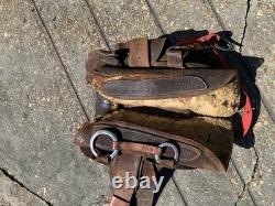 Vintage Western Leather Saddle Tooled Brown Horse Saddle-Used / Display / Repair