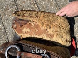 Vintage Western Leather Saddle Tooled Brown Horse Saddle-Used / Display / Repair