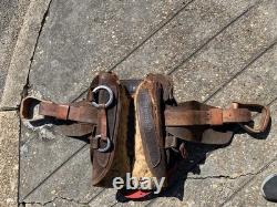 Vintage Western Leather Saddle Tooled Brown Horse Saddle-Used / Display / Repair