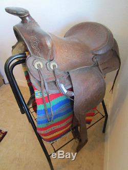 Vintage, Western, Leather Tooled, Cowboy Horse Saddle