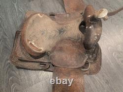 Vintage Western RBA Leather Horse Saddle 16 Cowboy Needs TLC Decor Vintage Western RBA Leather Horse Saddle 16 Cowboy Needs TLC Decor