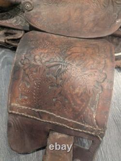 Vintage Western RBA Leather Horse Saddle 16 Cowboy Needs TLC Decor