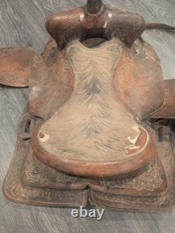 Vintage Western RBA Leather Horse Saddle 16 Cowboy Needs TLC Decor