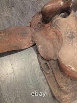Vintage Western RBA Leather Horse Saddle 16 Cowboy Needs TLC Decor