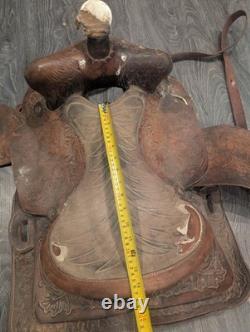 Vintage Western RBA Leather Horse Saddle 16 Cowboy Needs TLC Decor