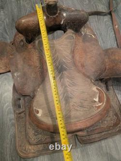 Vintage Western RBA Leather Horse Saddle 16 Cowboy Needs TLC Decor