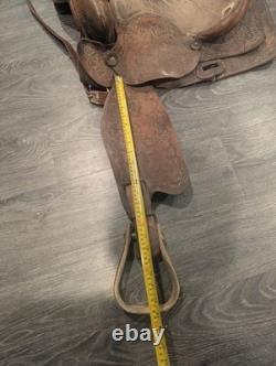Vintage Western RBA Leather Horse Saddle 16 Cowboy Needs TLC Decor