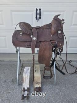 Vintage Western Saddle Custom Hand Carved Leather
