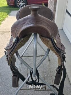 Vintage Western Saddle Custom Hand Carved Leather
