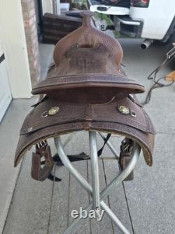 Vintage Western Saddle Custom Hand Carved Leather