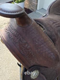 Vintage Western Saddle Custom Hand Carved Leather