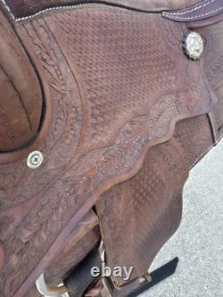 Vintage Western Saddle Custom Hand Carved Leather