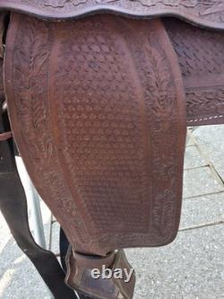 Vintage Western Saddle Custom Hand Carved Leather