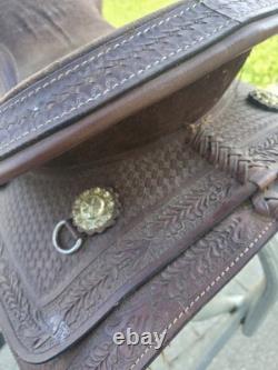 Vintage Western Saddle Custom Hand Carved Leather