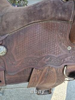 Vintage Western Saddle Custom Hand Carved Leather