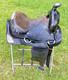 Vintage Western Show Saddle 14 1/2 Inch Seat Tooled Leather Fancy Horse Black
