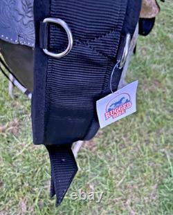 Vintage Western Show Saddle 14 1/2 Inch Seat Tooled Leather Fancy Horse Black