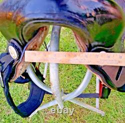 Vintage Western Show Saddle 14 1/2 Inch Seat Tooled Leather Fancy Horse Black