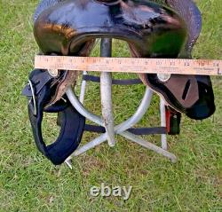 Vintage Western Show Saddle 14 1/2 Inch Seat Tooled Leather Fancy Horse Black
